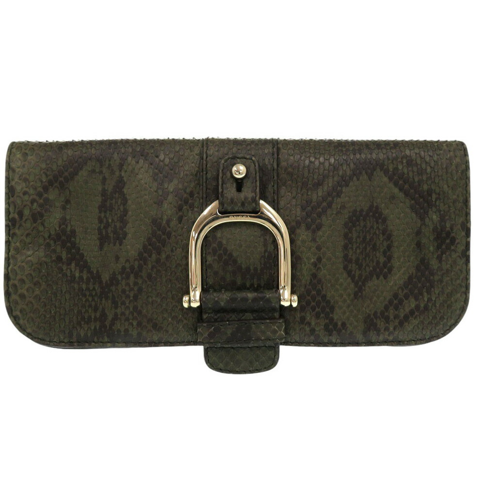 Gucci Green Python Leather Silver Clutch Bag - image 1